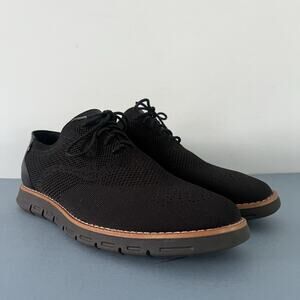 Nautica Oxford Mixed Media Black Lace-Up Knit Shoes